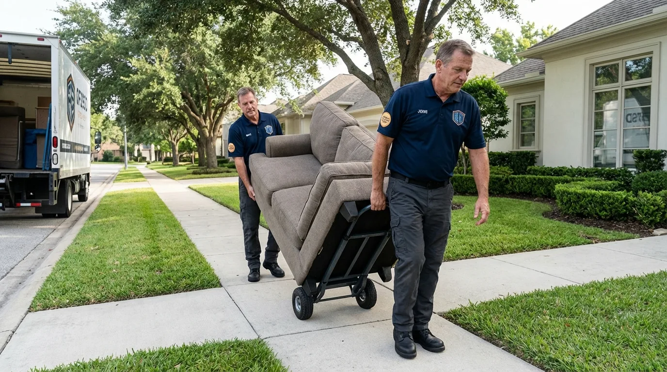 Local residential moving crew loading furniture in Bucyrus, OH
